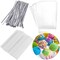 100 Pieces Silver Lollipop Cake Pop Treat Bag Set Including Parcel Bags, 100pcs Papery Treat Sticks, 100pcs Colorful Metallic Twist Ties for Making Lollipops, Cake Pops, Candies, Chocolates and Cookies